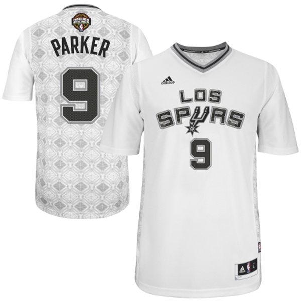 Men's  Spurs #9 Tony Parker 2014 Noches Enebea White Jersey